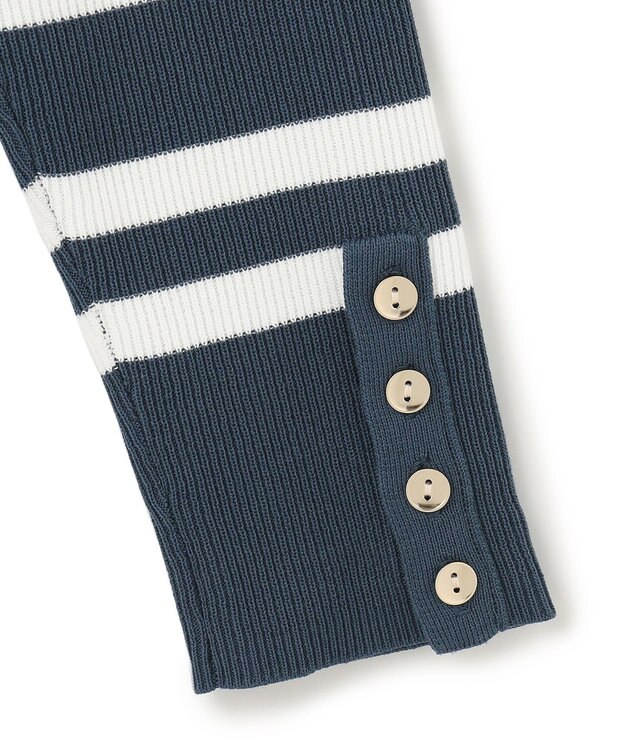 23区 【洗える】ラスターコットンポリエステル ボーダー ニット ブルーボーダー