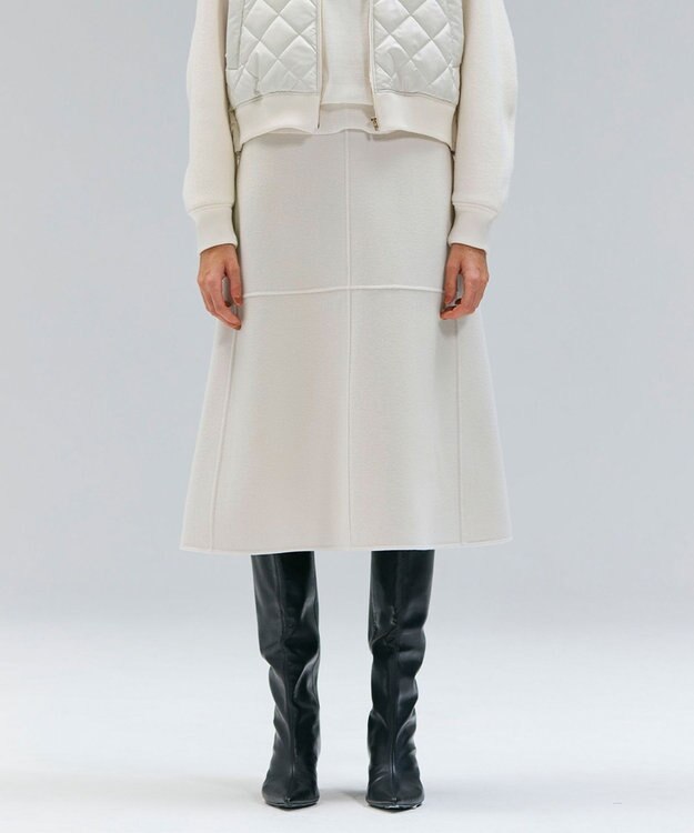 BEIGE， LEMOORE / ウールリバーAラインスカート Bone