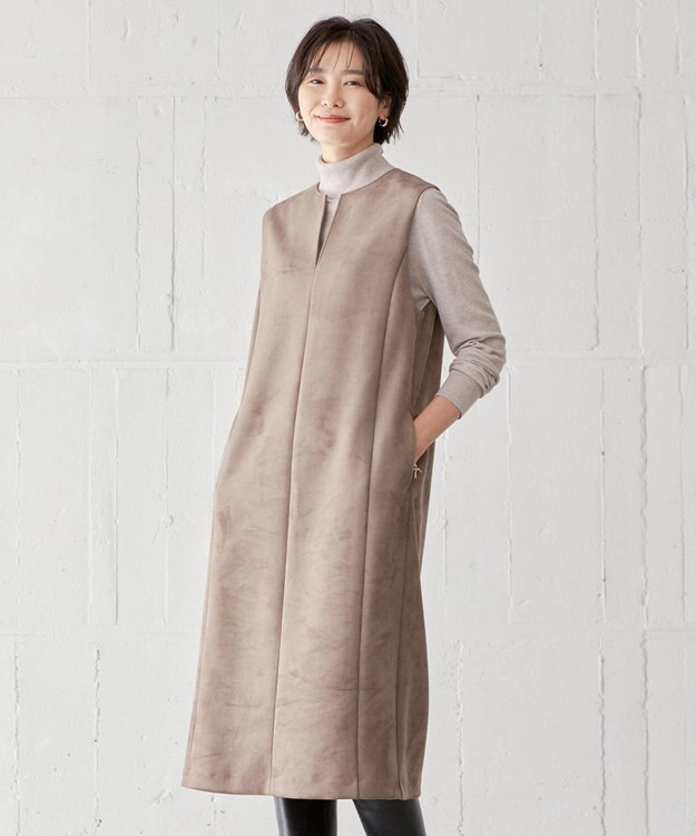 J.PRESS LADIES 【洗える】ダンボールスエード ジャンパースカート ブラウン系