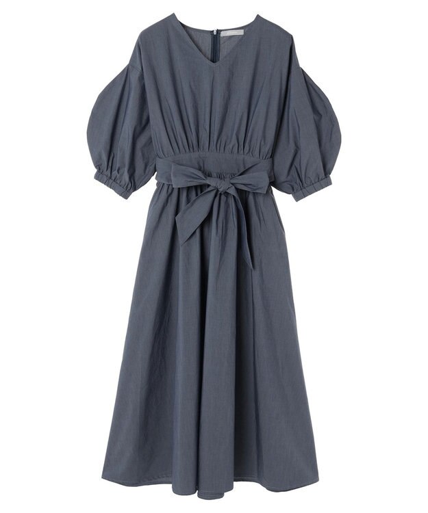 Green Parks ａ．ボリュームギャザーウエスト切替ワンピース Navy