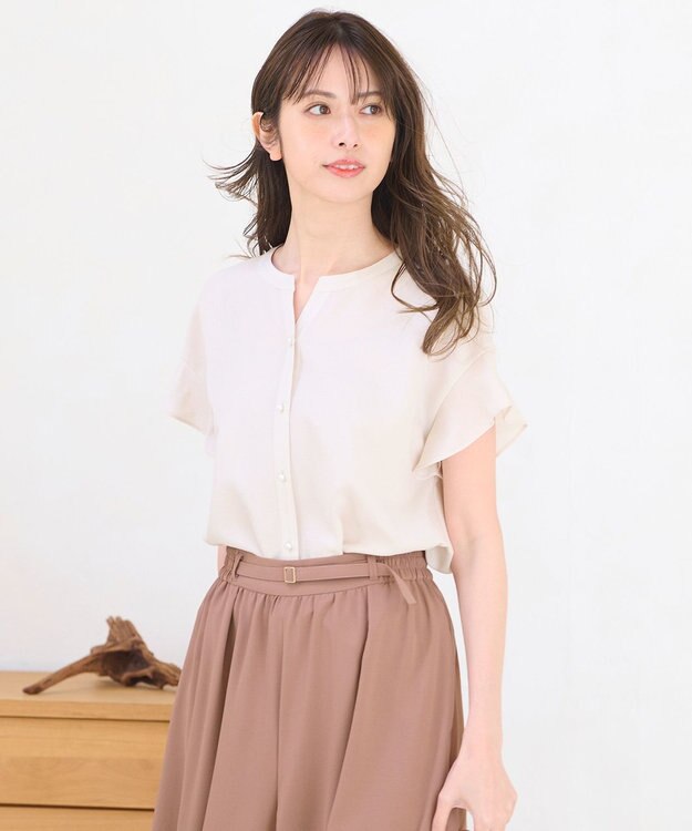 ANY SIS 【美人百花6月号掲載】スムージーポリエステル ブラウス アイボリー