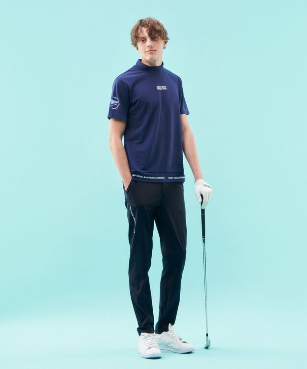 23区GOLF 【MEN】【吸水速乾/UVカット】ストレッチメッシュモックネックシャツ ダルブルー系