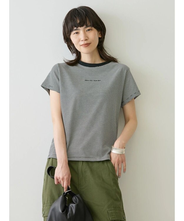 AMERICAN HOLIC 刺繍ロゴボーダープルオーバー Ivory