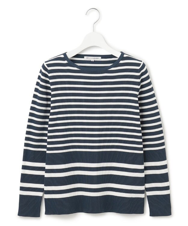 23区 【洗える】ラスターコットンポリエステル ボーダー ニット ブルーボーダー