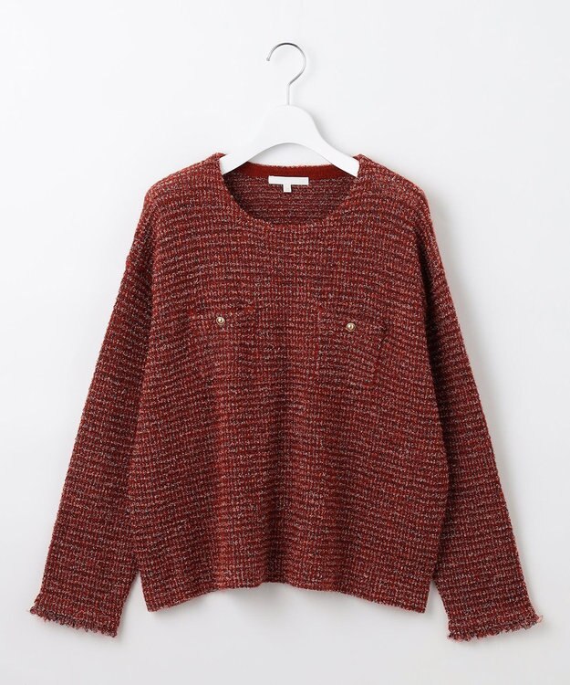 自由区 L ツイーディー ニット オレンジ系