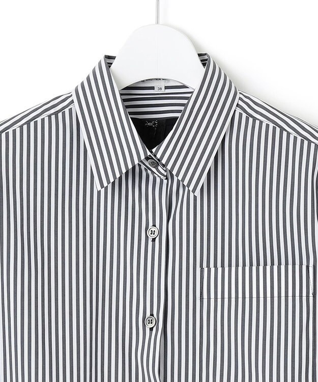 23区 【CLASSY.コラボ/洗える】シャツアンサンブル ワンピース ブラックストライプ×ブラック