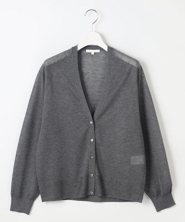 自由区 L 【洗える】ブライトシアー カーディガン チャコール