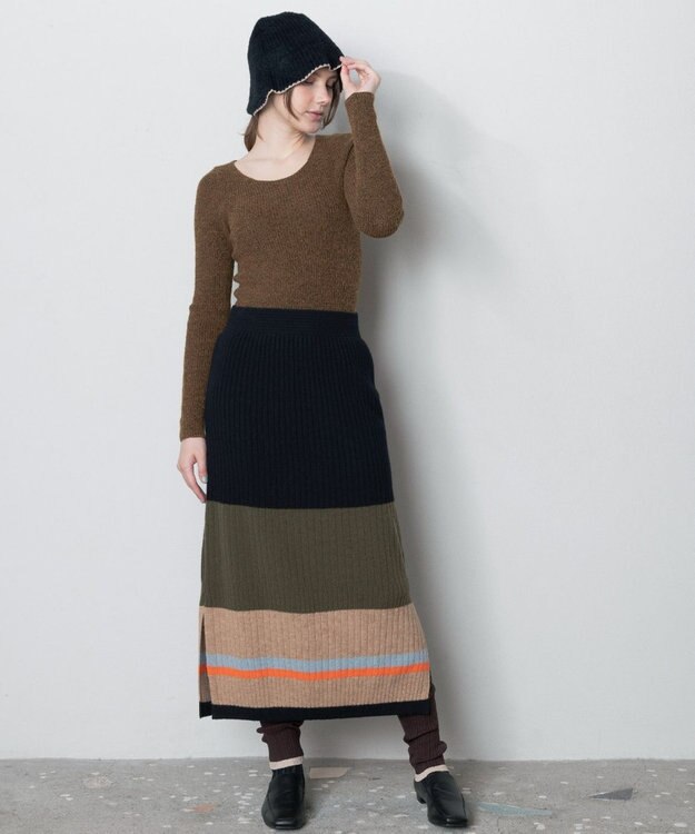 TRICOTE PLAIN RIB MULTI SKIRT／無地リブMULTI SKIRT 99BLACK