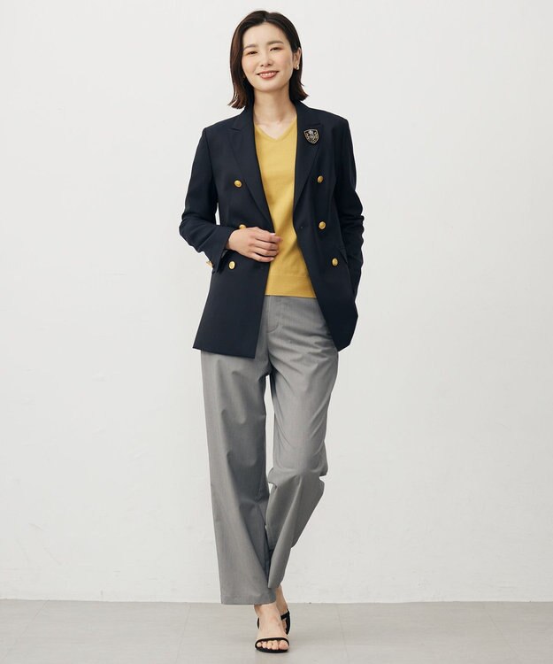 J.PRESS LADIES L SOFTシャンブレー テーパード パンツ ライトグレー系