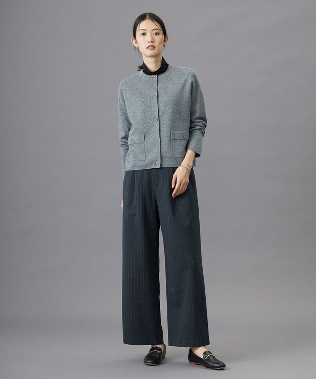 J.PRESS LADIES L 【WEB限定・洗える】WORSTED WOOL クルーネック カーディガン 【WEB限定】トップグレー系