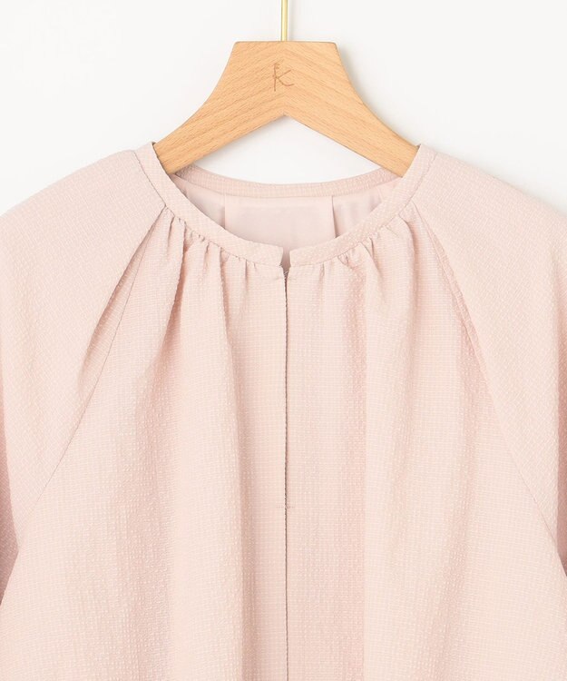 組曲 【洗える】サッカーストレッチ ブルゾン ローズ系