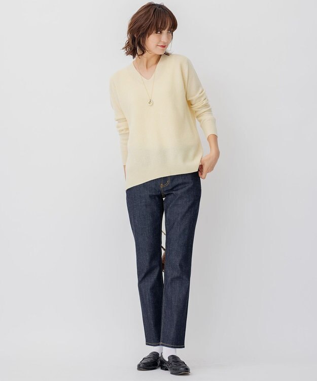 23区 L 【WEB限定】カシミヤブレンドバルキー Vネック ニット イエロー系