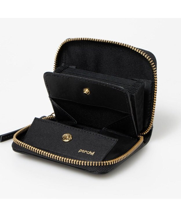 UNBILLION ペルケ perche / レザーメッシュ・ジャバラカードウォレット ブラック