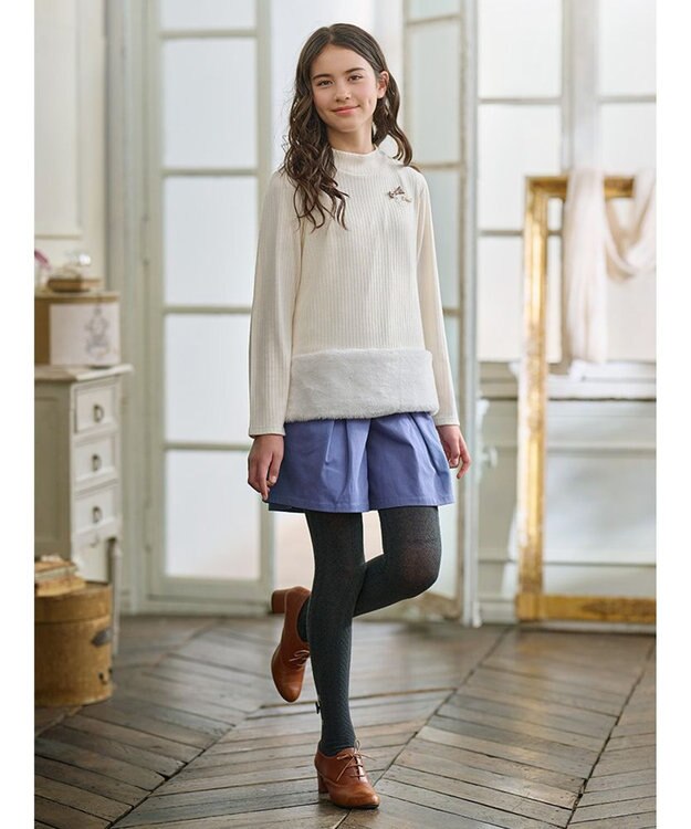 組曲 KIDS 【150-160㎝】ファー トレーナー オフホワイト系