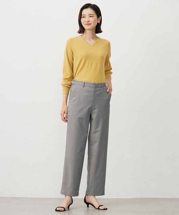 J.PRESS LADIES L SOFTシャンブレー テーパード パンツ ライトグレー系