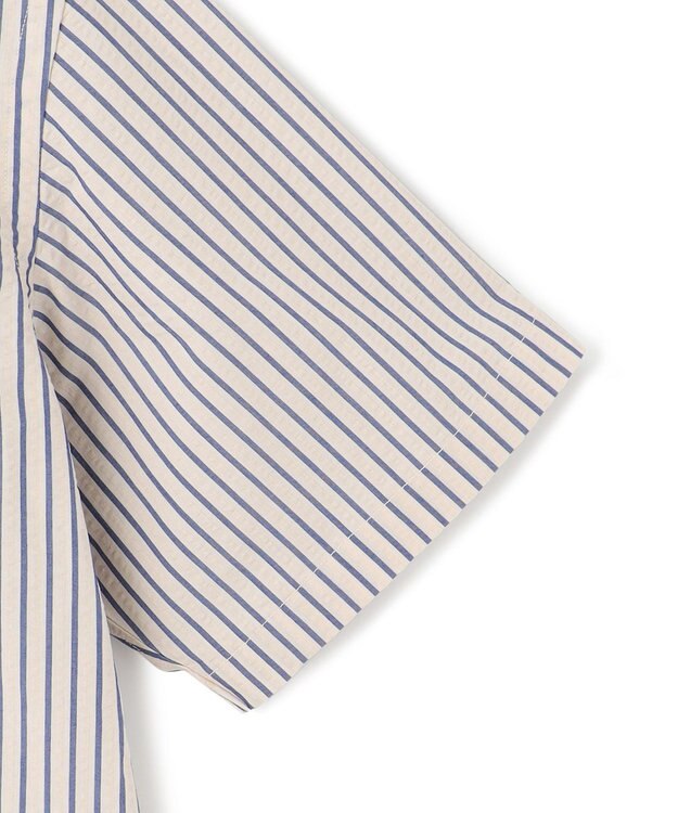 J.PRESS MEN 【KING SIZE】【クールマックス】サッカー マルチストライプ バンドカラーシャツ ベージュ系1