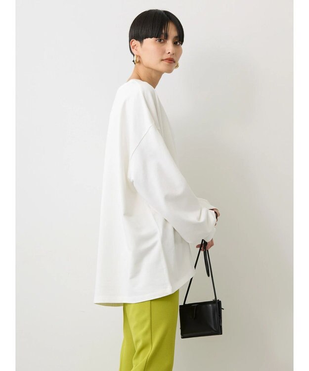 AMERICAN HOLIC 刺繍ロゴミニ裏毛ボートネックチュニック Off White