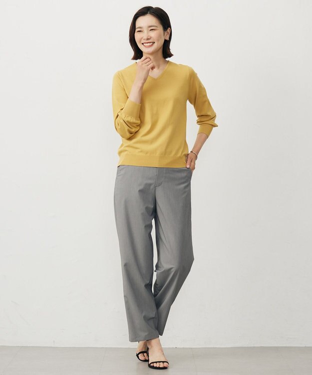 J.PRESS LADIES L SOFTシャンブレー テーパード パンツ ライトグレー系