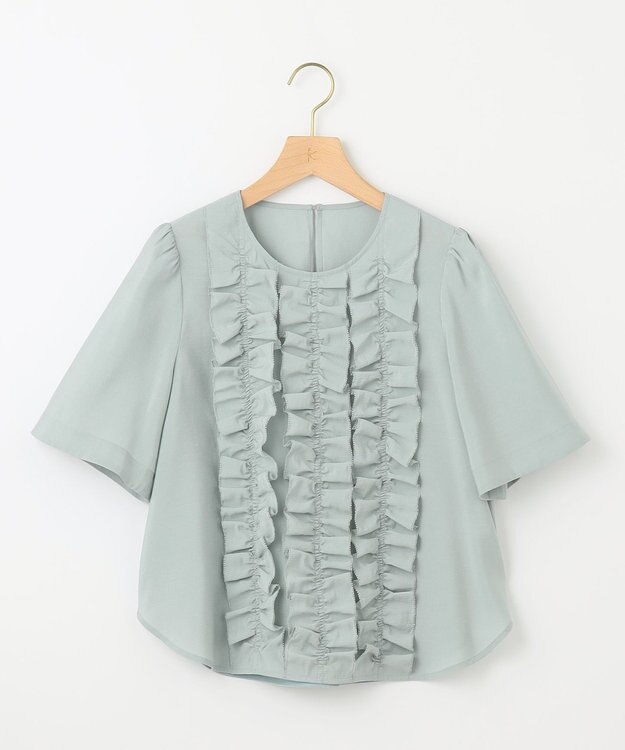 組曲 S 【WEB限定】ヴィンテージジョーゼットフリル ブラウス スモーキーミント系