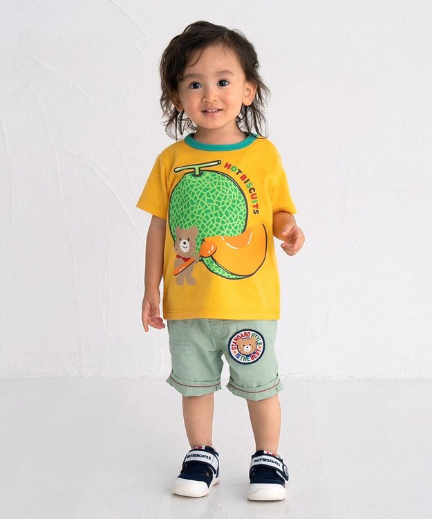MIKI HOUSE HOT BISCUITS 【80-120cm】 フルーツモチーフ 半袖Tシャツ 黄