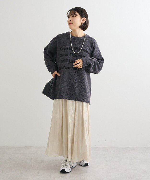 Green Parks ブークレロゴニットチュニック Charcoal Gray