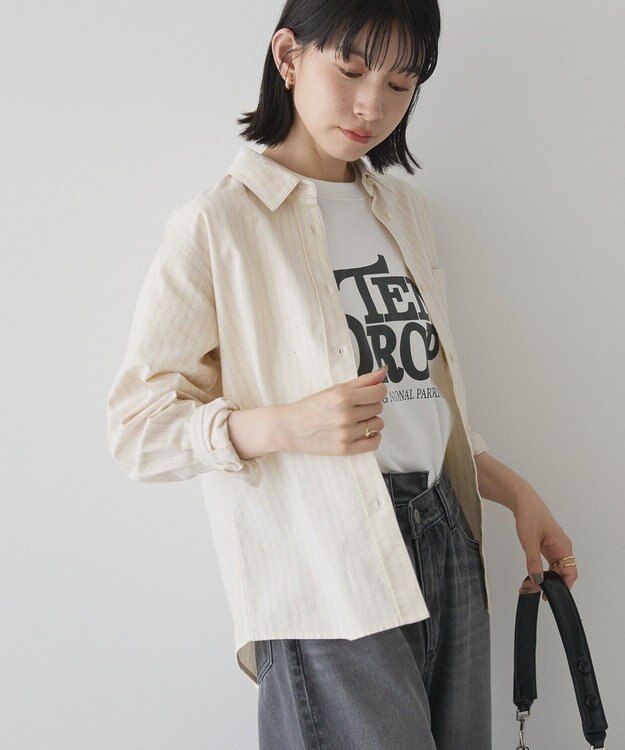 AMERICAN HOLIC オックスベーシックシャツ ストライプイエロー