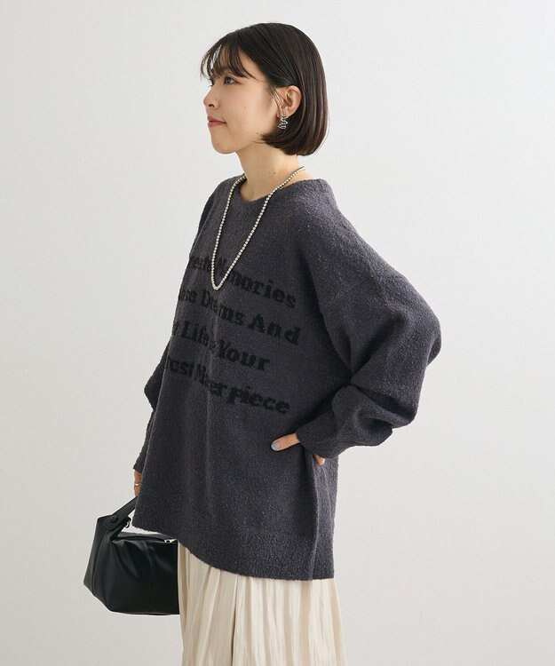 Green Parks ブークレロゴニットチュニック Charcoal Gray