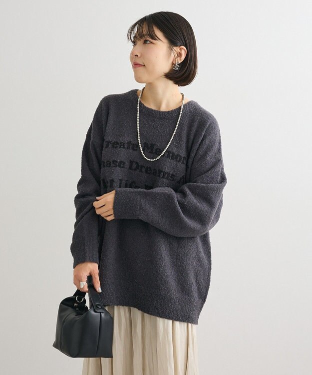 Green Parks ブークレロゴニットチュニック Charcoal Gray