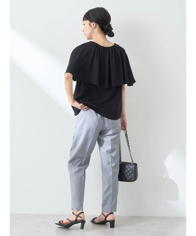 earth music&ecology ケープカラーブラウス Black