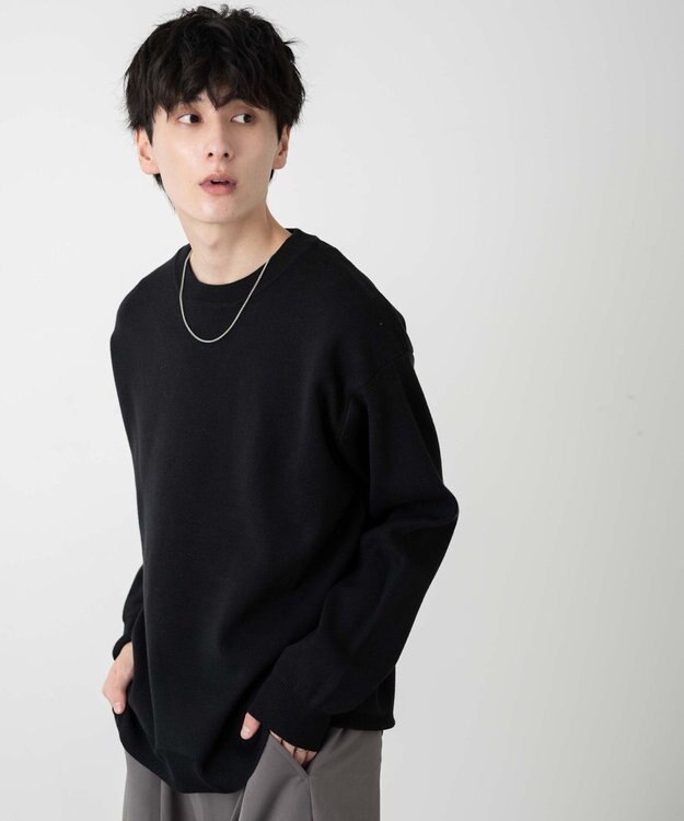 WEGO 【ユニセックス着用ITEM/MLサイズ展開】ミラノリブクルーネックプルオーバー ブラック