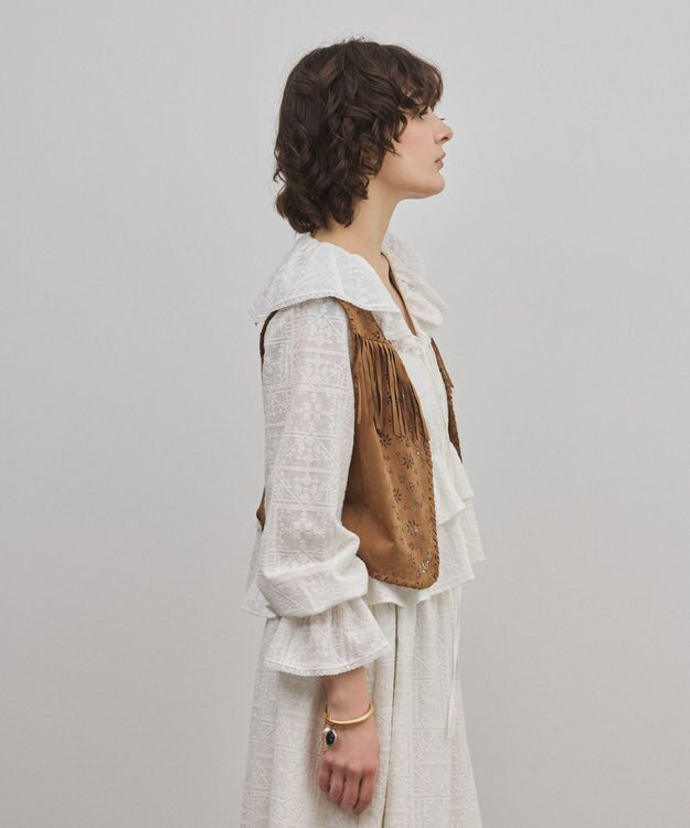 GRACE CONTINENTAL フェイクスウェードジレ キャメル