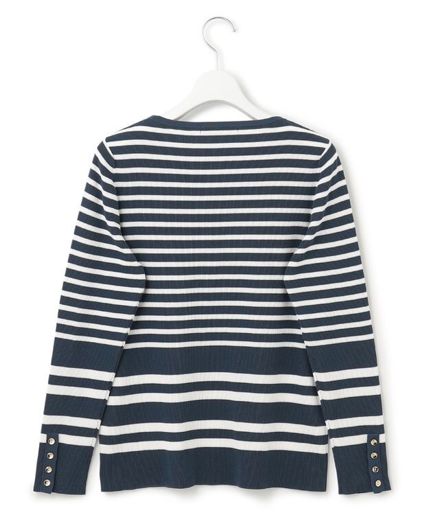 23区 【洗える】ラスターコットンポリエステル ボーダー ニット ブルーボーダー