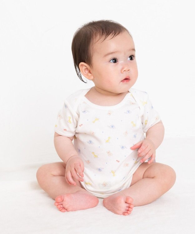 MIKI HOUSE HOT BISCUITS 【70-80cm】 半袖ボディシャツ(かぶり仕様) マルチカラー