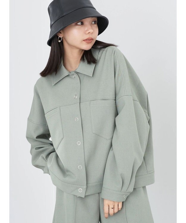 earth music&ecology ショート丈カバーオール Khaki