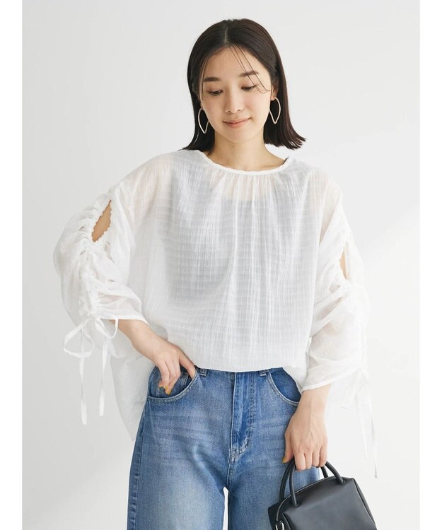 Green Parks ・ＥＬＥＮＣＡＲＥ　ＤＵＥ　バックリボンブラウス Off White