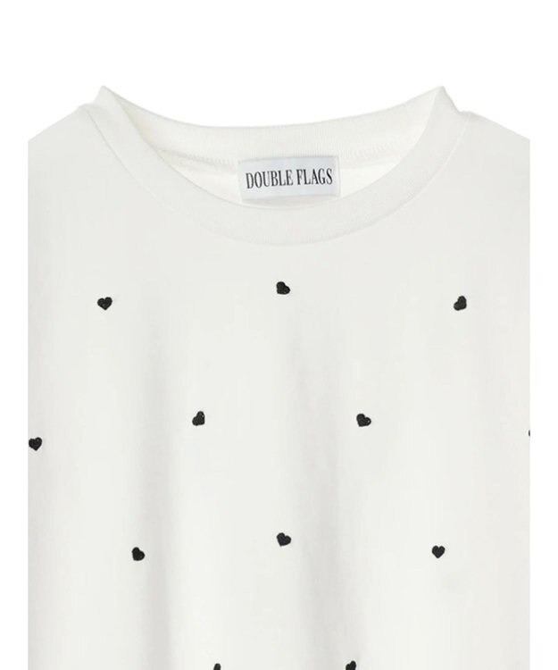 Green Parks ・Ｄｏｕｂｌｅ　Ｆｌａｇｓ　ハート刺繍ＴＥＥ Off White