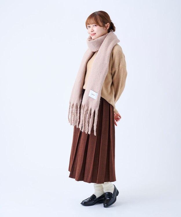 MOONBAT 【美人百花2月号/CanCam/andGIRL掲載】洗える ボリュームマフラー ソフトプレーン 幅40cm ベージュ