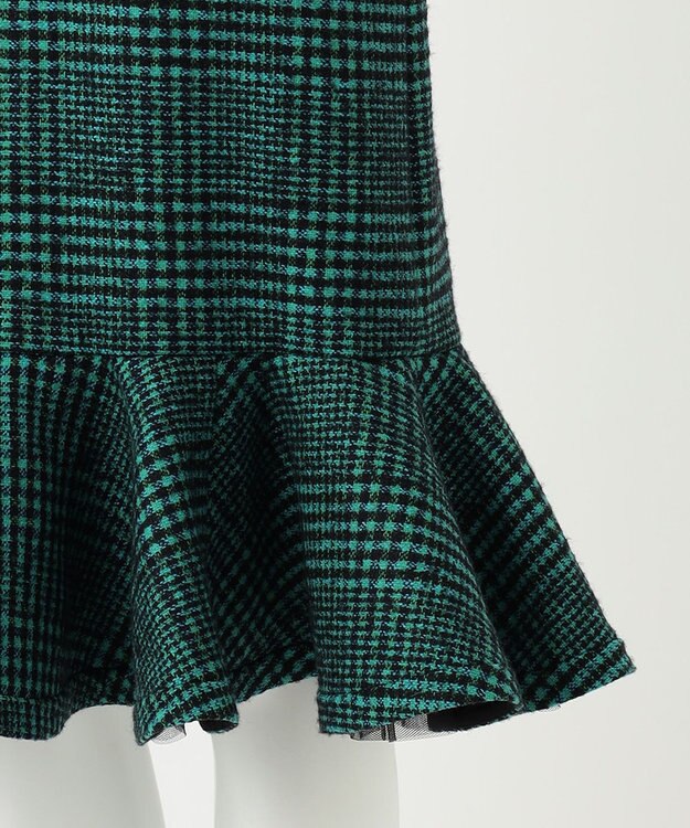 23区 S 【R(アール)】MANTECOツイード ペプラムワンピース グリーン系