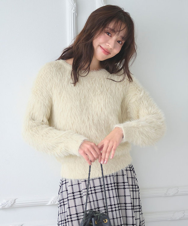 Feroux 【選べる4カラー】ゆるふわシャギー ニット ベージュ系