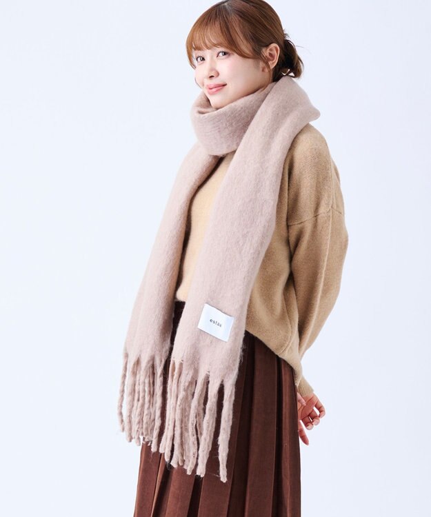 MOONBAT 【美人百花2月号/CanCam/andGIRL掲載】洗える ボリュームマフラー ソフトプレーン 幅40cm ベージュ