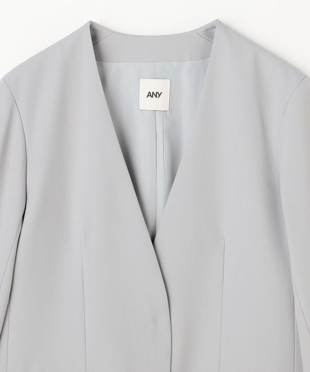 ANY L イージーケアライトストレッチノーカラージャケット ライトグレー