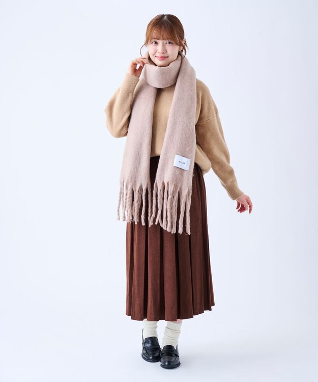 MOONBAT 【美人百花2月号/CanCam/andGIRL掲載】洗える ボリュームマフラー ソフトプレーン 幅40cm ベージュ