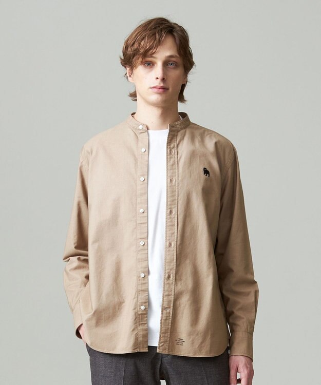 J.PRESS MEN 【大人気バックブル】バンドカラー オックスフォードガーメントダイシャツ ベージュ系