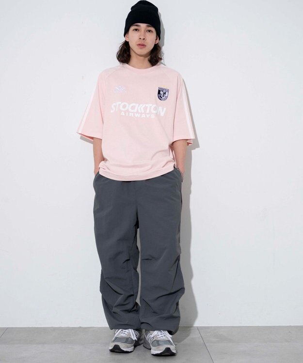 WEGO 【ユニセックス着用ITEM/手洗い可/MLサイズ】ラインゲームロゴT ピンク