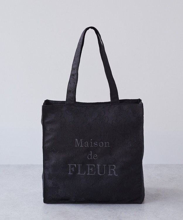 Maison de FLEUR ブランドロゴ刺繍ジャカードスクエアトート Black