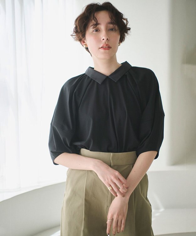 #Newans 【撥水・吸水速乾】コンビネーションベルスリーブカットソー ブラック系