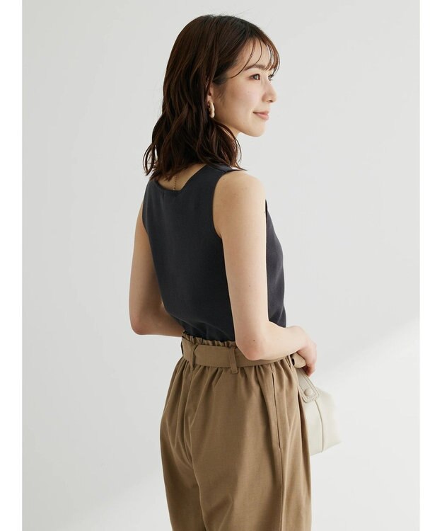 Green Parks スクエアネックニットタンクトップ Charcoal Gray