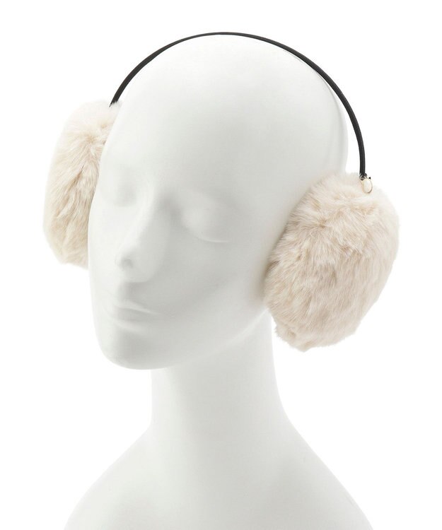 MOONBAT 【FUDGE11月号掲載】PAUL & JOE ACCESSOIRES ネコチャーム付フェイクファーイヤマフ（細アーム） ホワイト