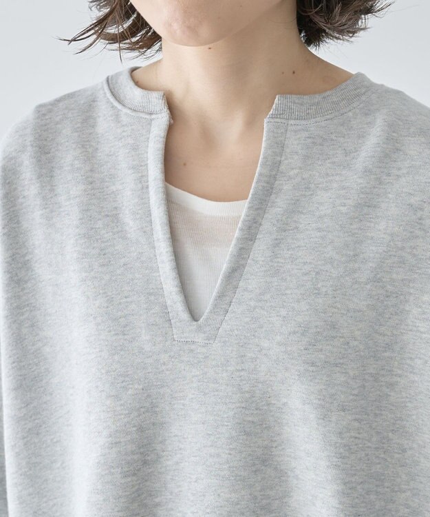 Green Parks ＳＥＴ２点　深Ｖネック裏毛＋プルオーバー Gray Mixture