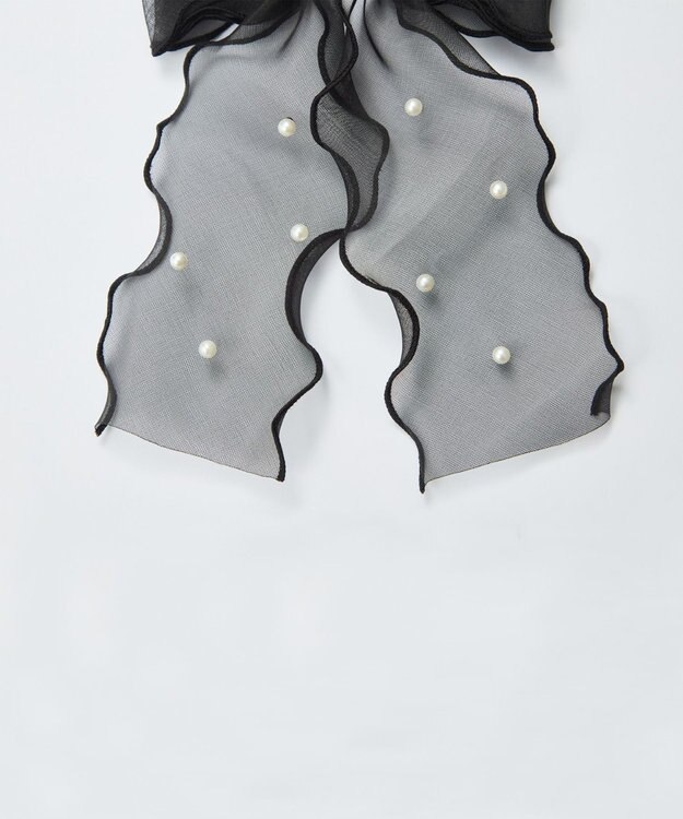 Phoebe フレアリボンドットパールヘアゴム　ブラック ブラック